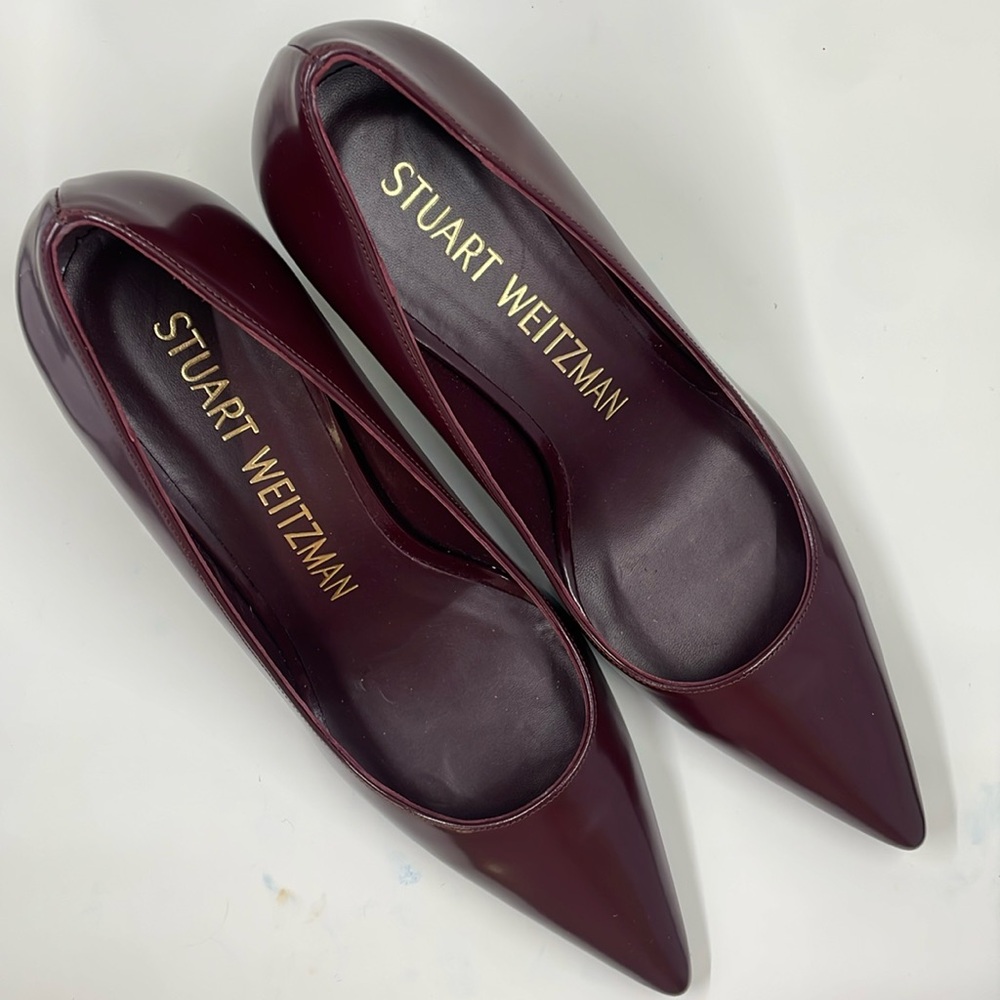 Stuart Weitzman - Stuart 75 Block Heel Pump - Cabernet (red) - Sz 8.5